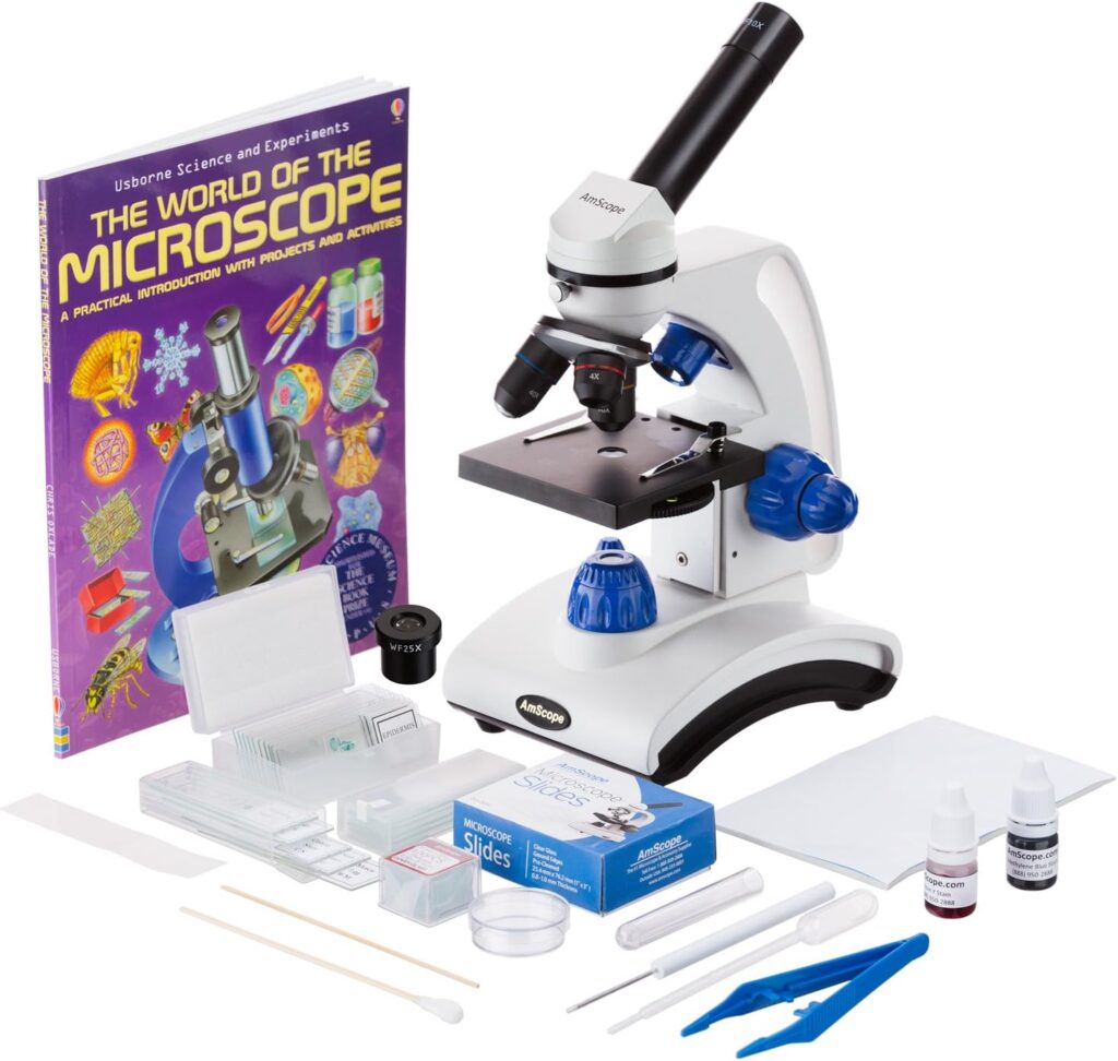 AmScope M162C microscope kit for kids and beginners with accessories