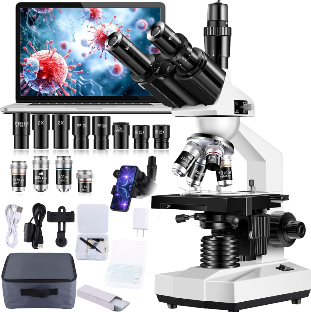 Woehrsh trinocular microscope 40X-5000X with USB camera for students and lab use