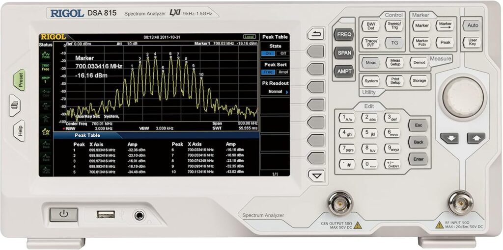 Rigol DSA815-TG Spectrum Analyzer with Tracking Generator and Preamplifier
