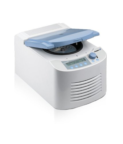 Prism-R C2500-R Refrigerated Microcentrifuge with 24-place rotor, high-speed 13,500 rpm, compact benchtop design for molecular biology and DNA/RNA experiments.
