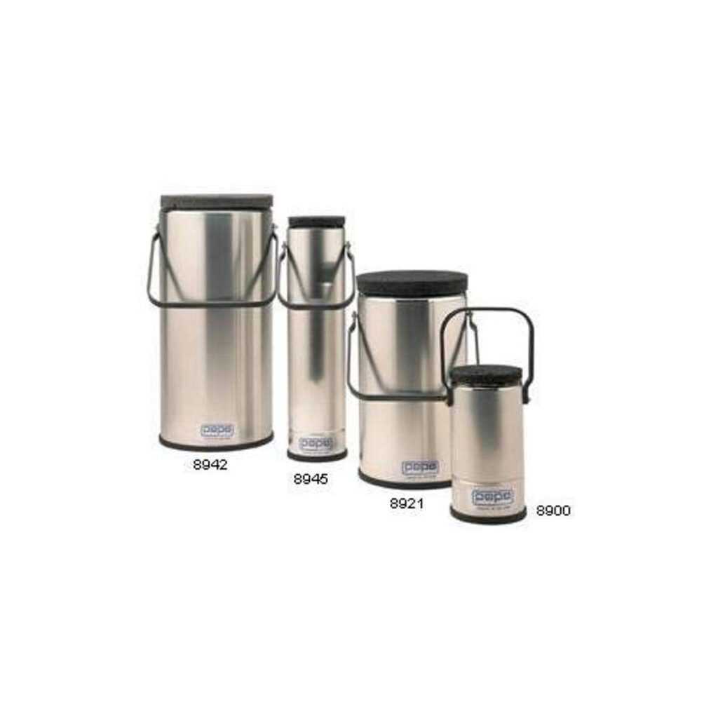 8945 Full Base 1000 ml Dewar Flask with Metal Handle for liquid nitrogen transport and cryogenic storage