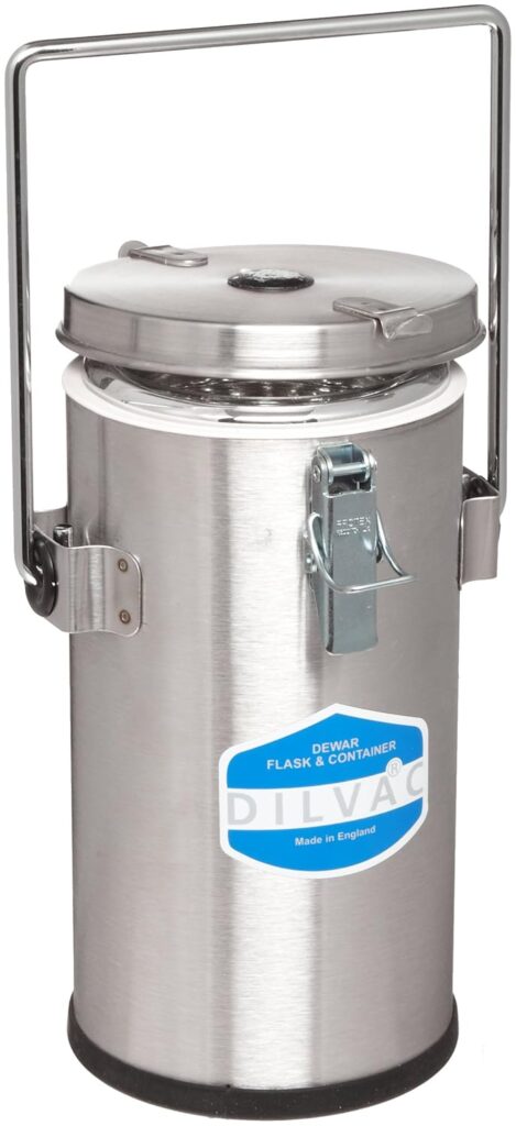 SCILOGEX Wide Mouth DILVAC 4L Stainless Steel Dewar Flask for liquid nitrogen and cryogenic storage