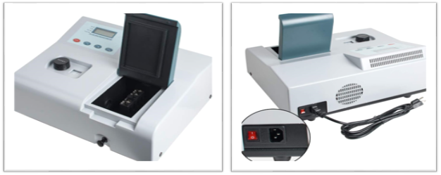 721 LDC Visible Spectrophotometer sample chamber, cuvette holder for laboratory testing