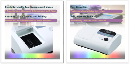 M&A V-5000 Visible Spectrophotometer with sample compartment and USB data output