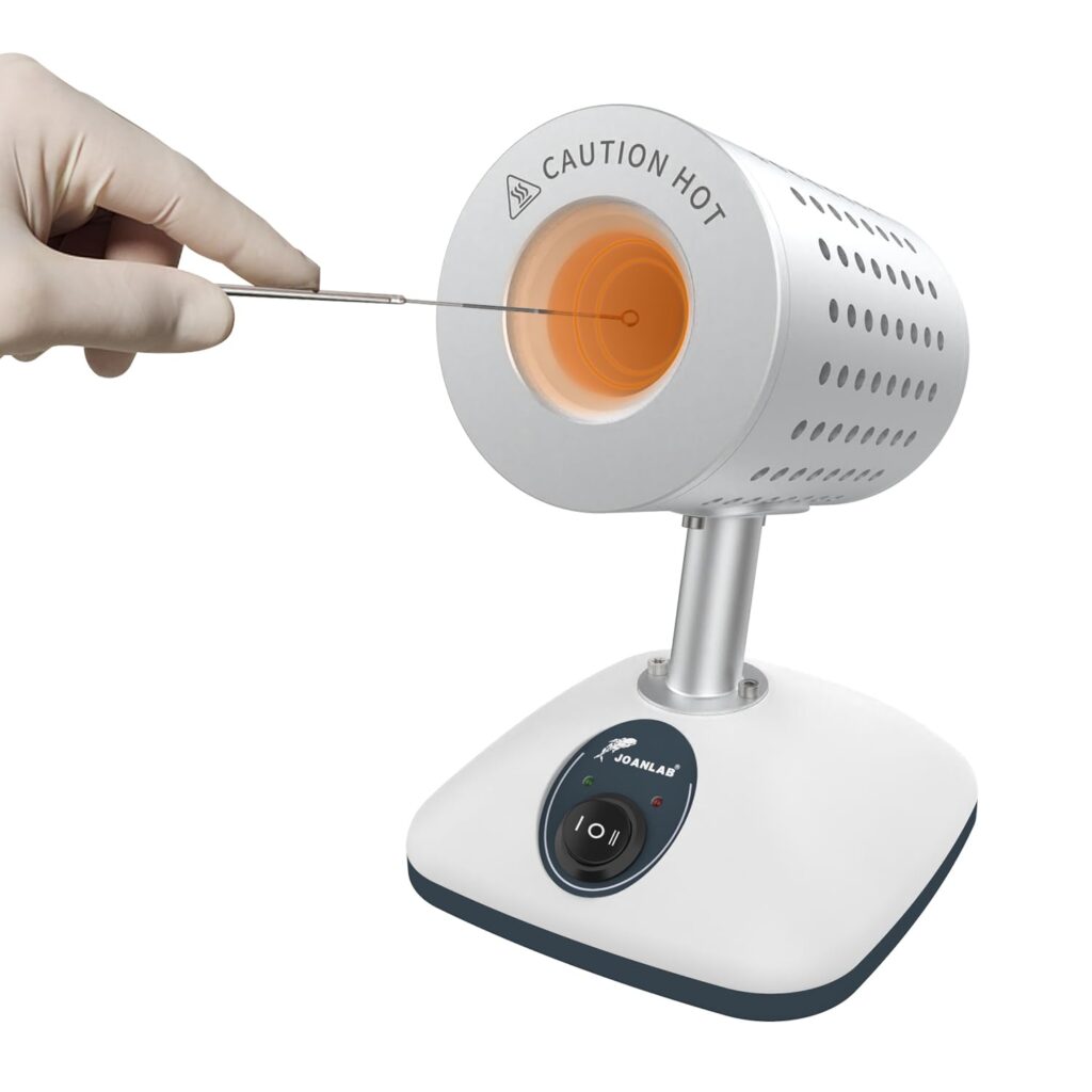 JOANLAB lab infrared sterilizer for inoculating loops, scalpels, and glass tubes, 825°C flame-free sterilization device for laboratory use