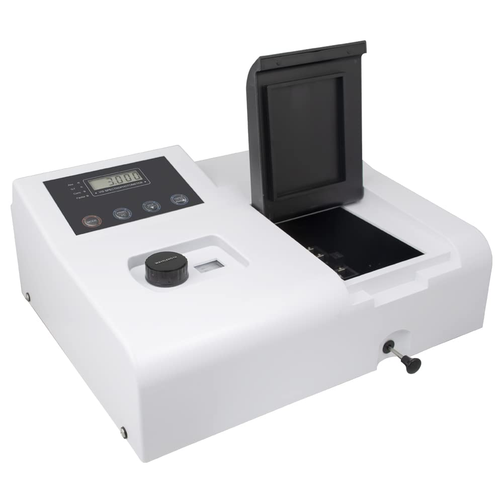 Digital laboratory visible spectrophotometer with LCD display used for routine quantitative analysis in chemistry labs