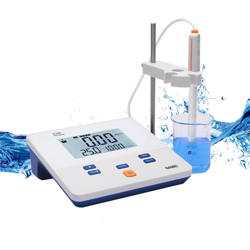 EC100B benchtop conductivity meter for laboratory use with manual temperature compensation and 6-inch LCD display