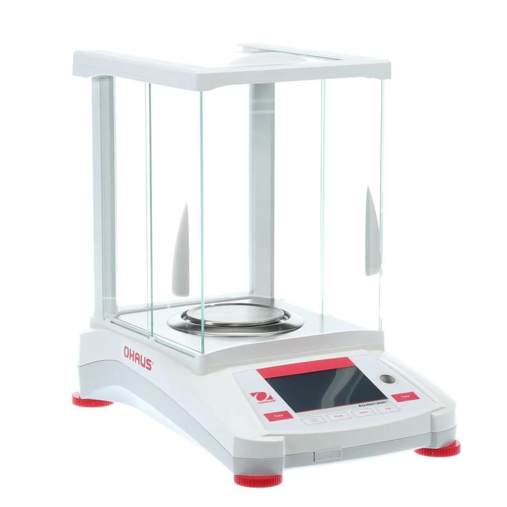 Ohaus Adventurer AX224/E analytical balance 220g x 0.0001g with touchscreen display and glass draft shield