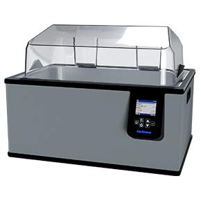 PolyScience WBE28A11B digital laboratory water bath with stainless steel chamber used in research laboratory