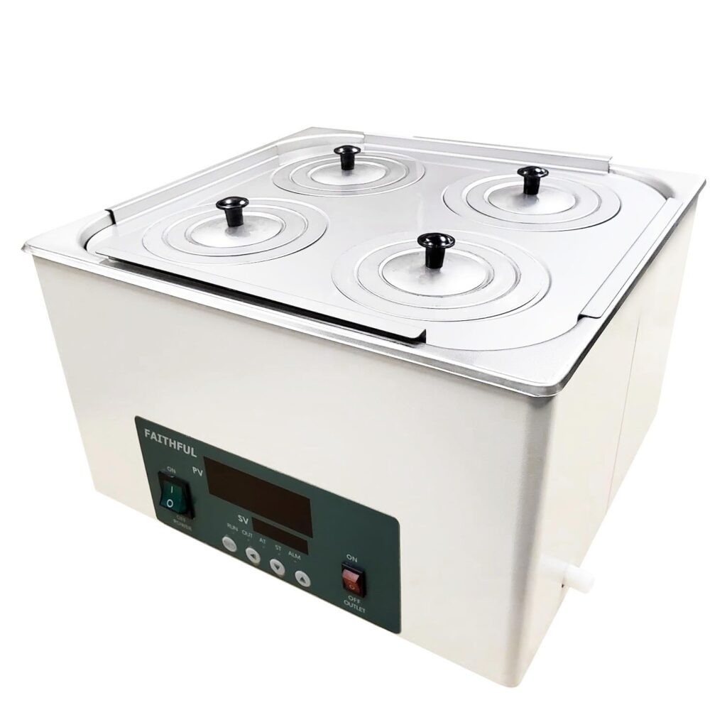 digital laboratory water bath 12L with 4 openings for multiple sample heating in research laboratory