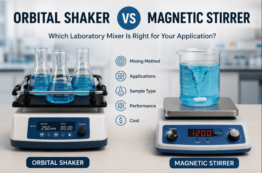 Orbital shaker vs magnetic stirrer comparison for laboratory mixing applications
